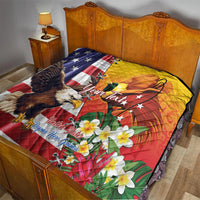 Personalised United States And Papua New Guinea Quilt USA Eagle With PNG Bird Of Paradise - Wonder Print Shop