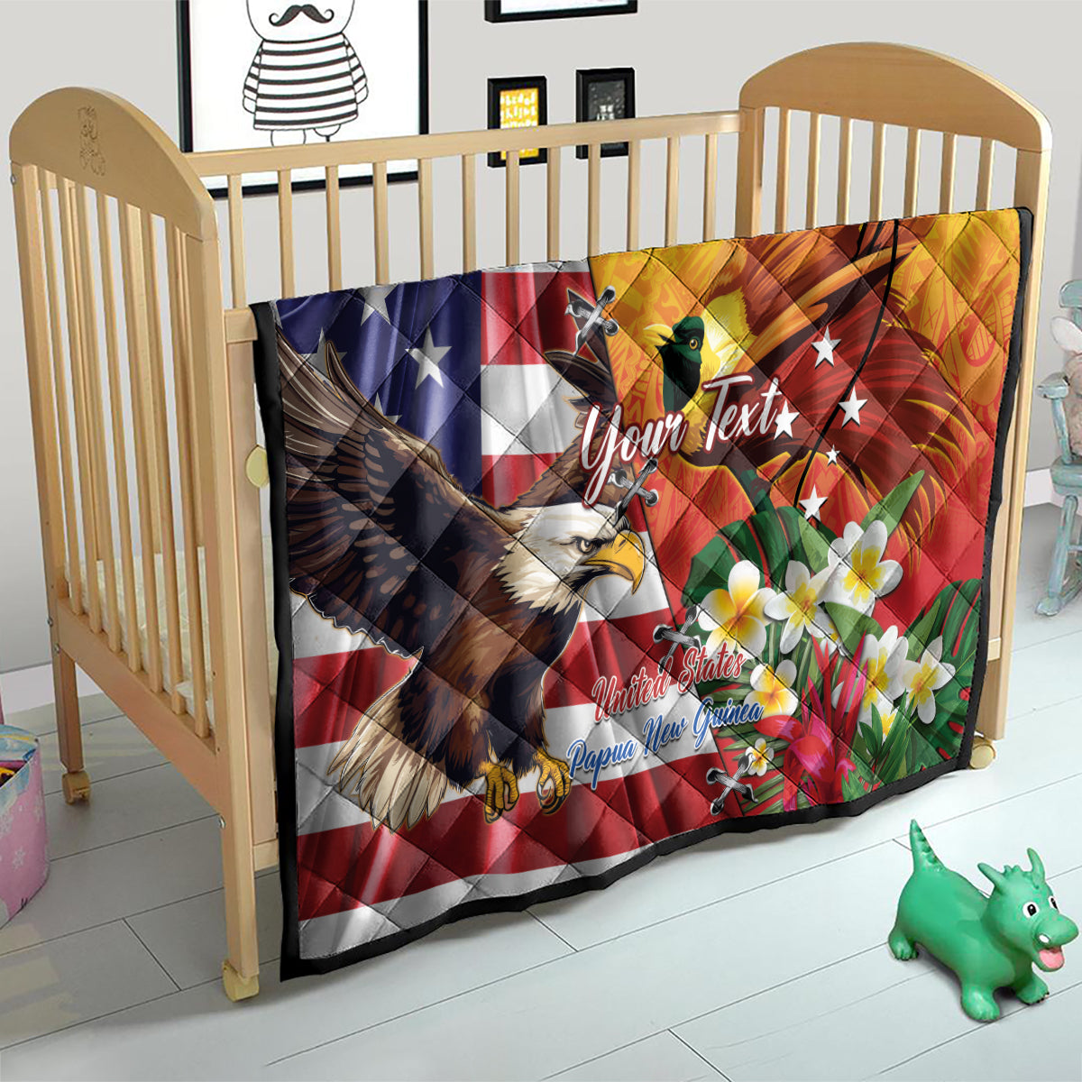 Personalised United States And Papua New Guinea Quilt USA Eagle With PNG Bird Of Paradise - Wonder Print Shop