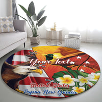 Personalised United States And Papua New Guinea Round Carpet USA Eagle With PNG Bird Of Paradise