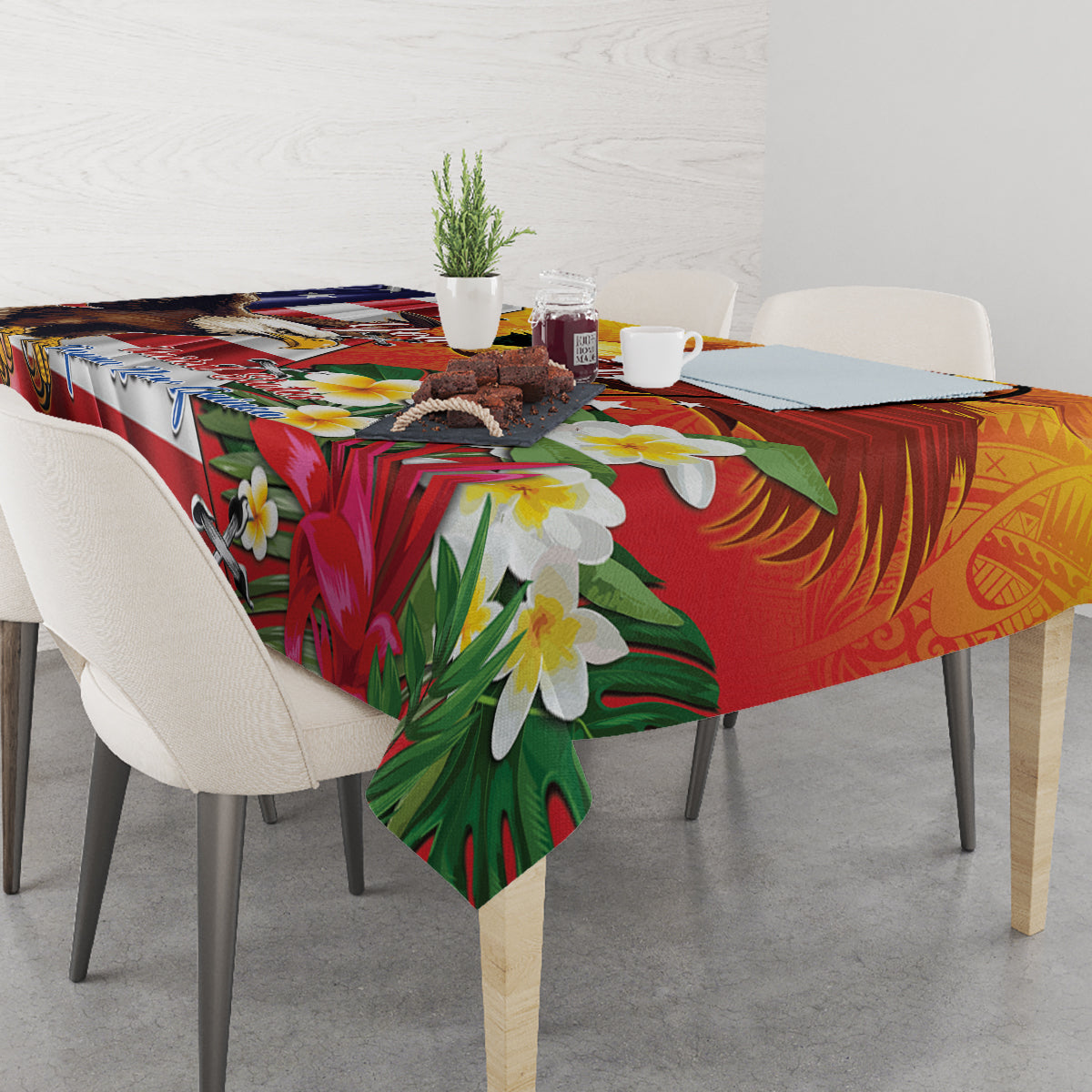 Personalised United States And Papua New Guinea Tablecloth USA Eagle With PNG Bird Of Paradise - Wonder Print Shop
