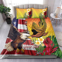 Personalised United States And Hawaii Bedding Set USA Eagle With Hawaiian Shark Tattoo - Wonder Print Shop