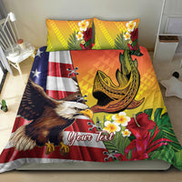 Personalised United States And Hawaii Bedding Set USA Eagle With Hawaiian Shark Tattoo - Wonder Print Shop