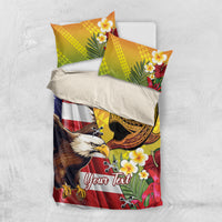 Personalised United States And Hawaii Bedding Set USA Eagle With Hawaiian Shark Tattoo - Wonder Print Shop