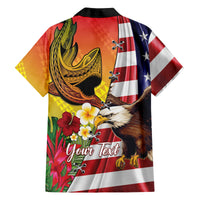 Personalised United States And Hawaii Family Matching Puletasi and Hawaiian Shirt USA Eagle With Hawaiian Shark Tattoo - Wonder Print Shop