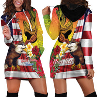 Personalised United States And Hawaii Hoodie Dress USA Eagle With Hawaiian Shark Tattoo - Wonder Print Shop