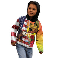 Personalised United States And Hawaii Kid Hoodie USA Eagle With Hawaiian Shark Tattoo - Wonder Print Shop