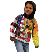 Personalised United States And Hawaii Kid Hoodie USA Eagle With Hawaiian Shark Tattoo - Wonder Print Shop