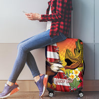 Personalised United States And Hawaii Luggage Cover USA Eagle With Hawaiian Shark Tattoo - Wonder Print Shop