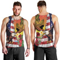 Personalised United States And Hawaii Men Tank Top USA Eagle With Hawaiian Shark Tattoo - Wonder Print Shop
