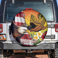 Personalised United States And Hawaii Spare Tire Cover USA Eagle With Hawaiian Shark Tattoo - Wonder Print Shop