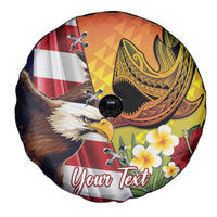 Personalised United States And Hawaii Spare Tire Cover USA Eagle With Hawaiian Shark Tattoo - Wonder Print Shop