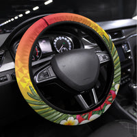 United States And Hawaii Steering Wheel Cover USA Eagle With Hawaiian Shark Tattoo - Wonder Print Shop