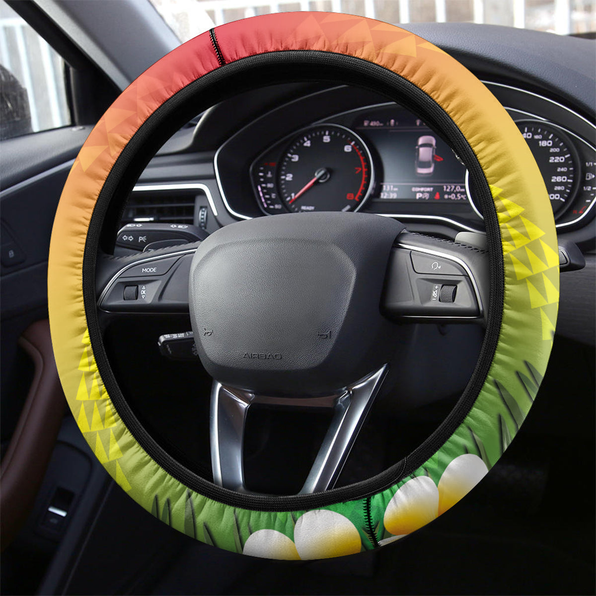 United States And Hawaii Steering Wheel Cover USA Eagle With Hawaiian Shark Tattoo - Wonder Print Shop