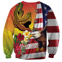 Personalised United States And Hawaii Sweatshirt USA Eagle With Hawaiian Shark Tattoo - Wonder Print Shop
