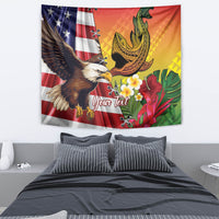 Personalised United States And Hawaii Tapestry USA Eagle With Hawaiian Shark Tattoo - Wonder Print Shop