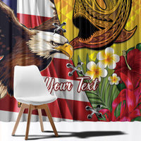 Personalised United States And Hawaii Window Curtain USA Eagle With Hawaiian Shark Tattoo - Wonder Print Shop