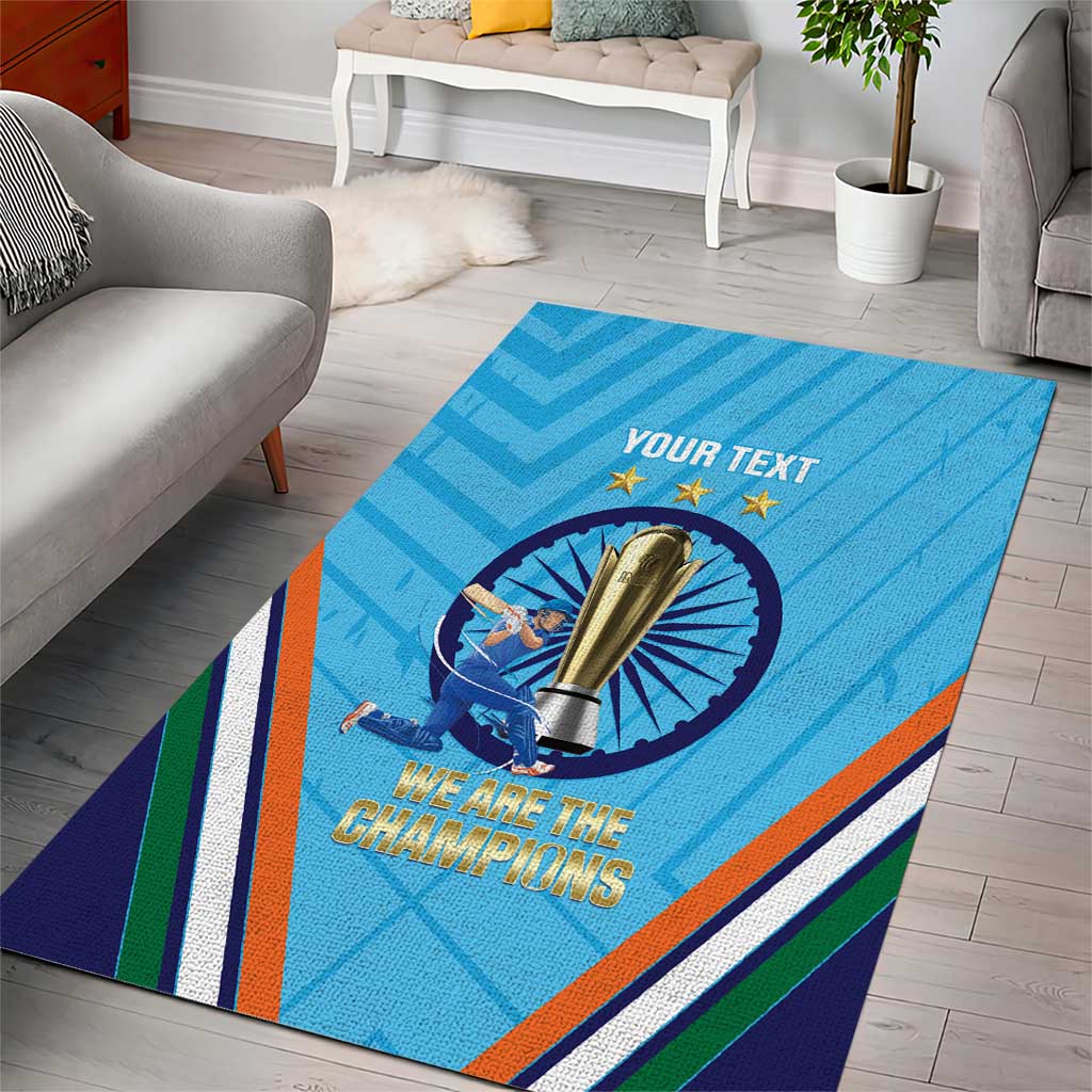 Personalised India Cricket Area Rug 2025 Men In Blue 3rd Champions Proud