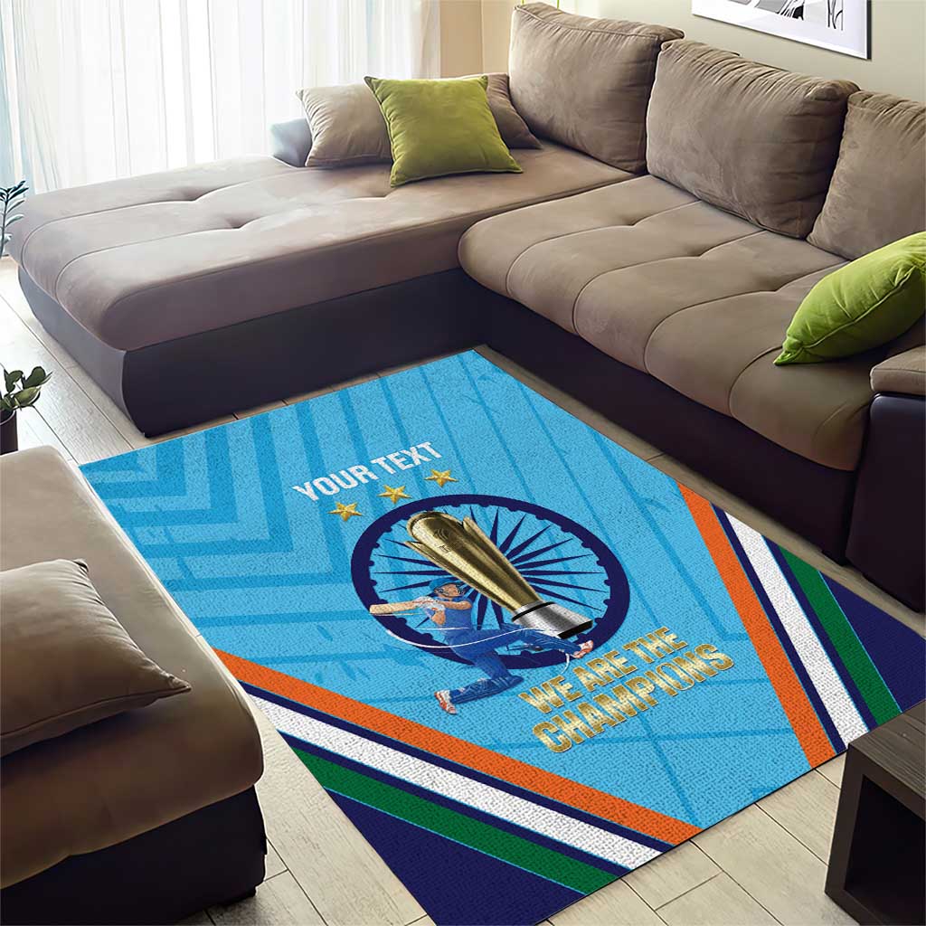 Personalised India Cricket Area Rug 2025 Men In Blue 3rd Champions Proud