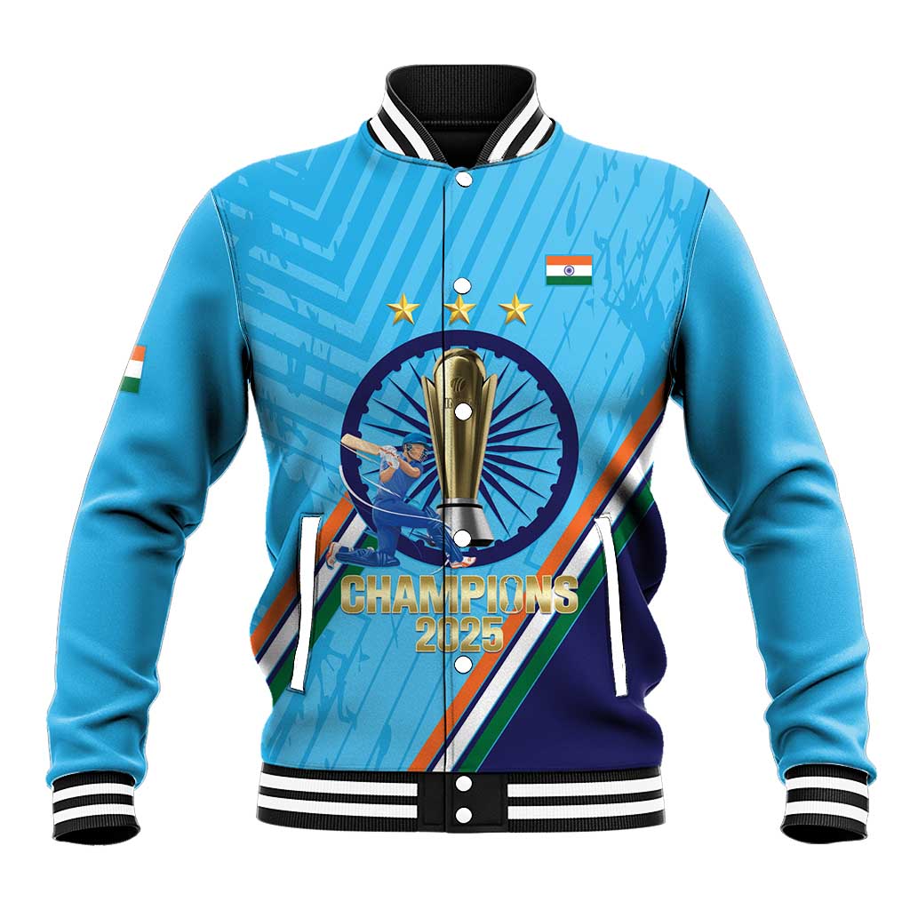 Personalised India Cricket Baseball Jacket 2025 Men In Blue 3rd Champions Proud