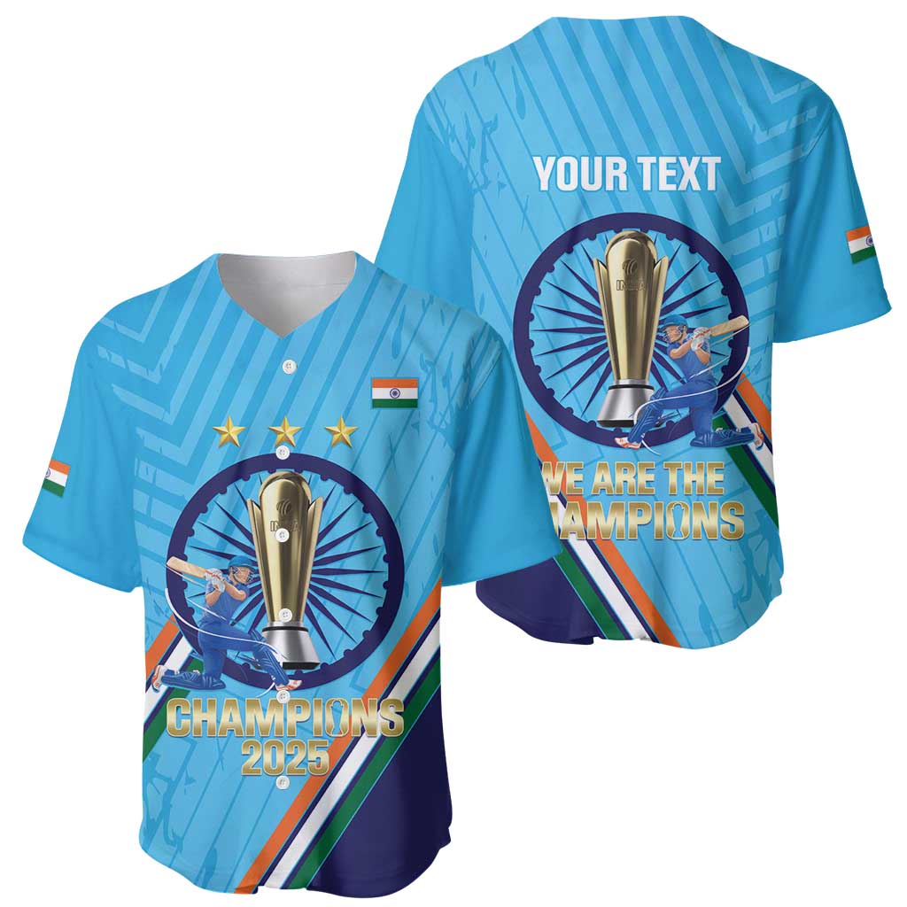 Personalised India Cricket Baseball Jersey 2025 Men In Blue 3rd Champions Proud