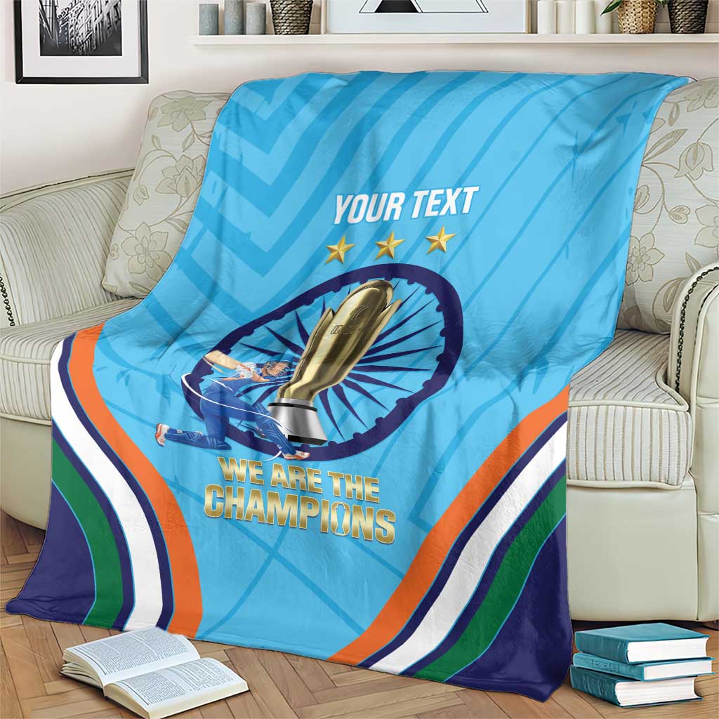 Personalised India Cricket Blanket 2025 Men In Blue 3rd Champions Proud