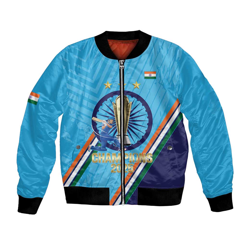 Personalised India Cricket Bomber Jacket 2025 Men In Blue 3rd Champions Proud