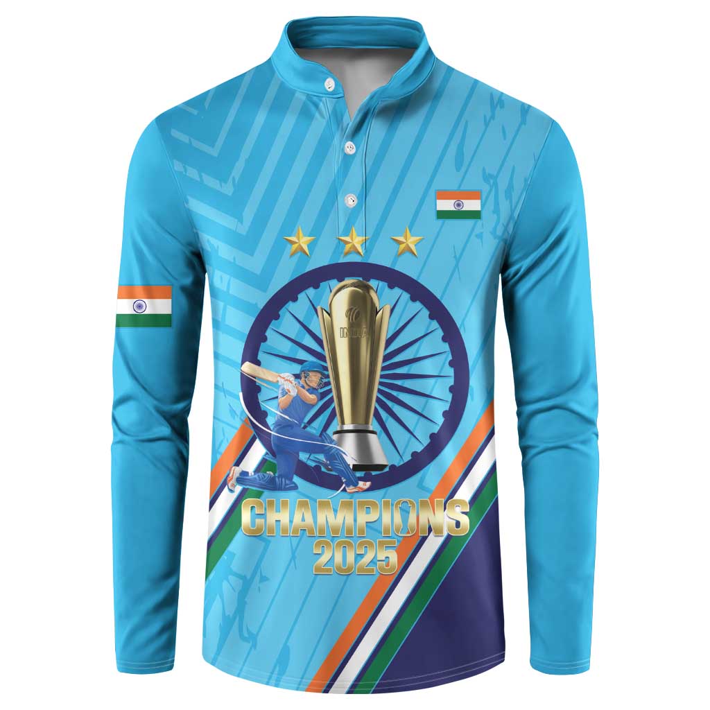 Personalised India Cricket Button Sweatshirt 2025 Men In Blue 3rd Champions Proud