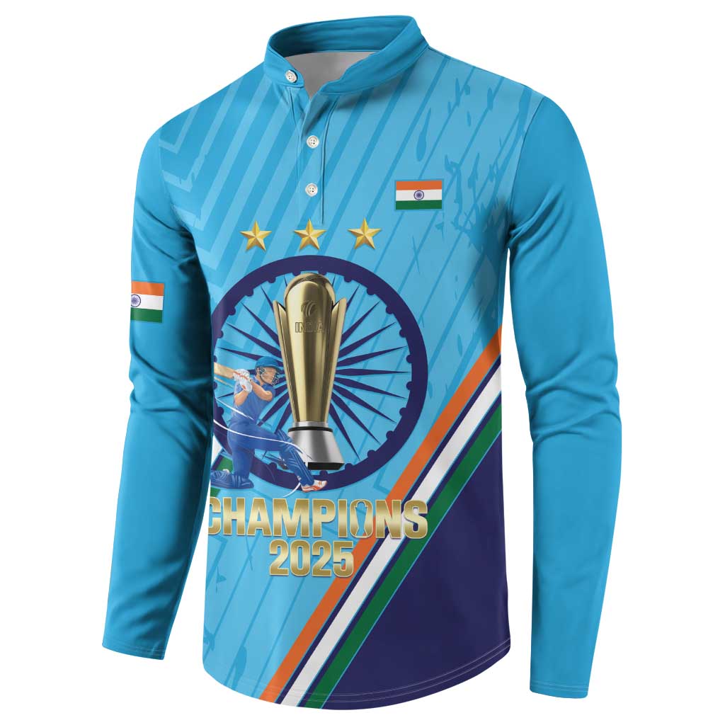 Personalised India Cricket Button Sweatshirt 2025 Men In Blue 3rd Champions Proud