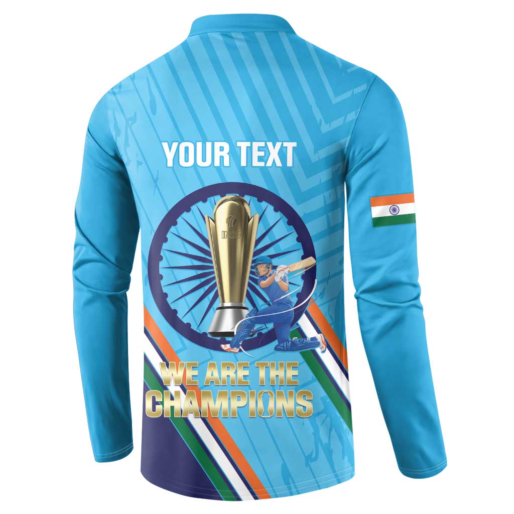 Personalised India Cricket Button Sweatshirt 2025 Men In Blue 3rd Champions Proud