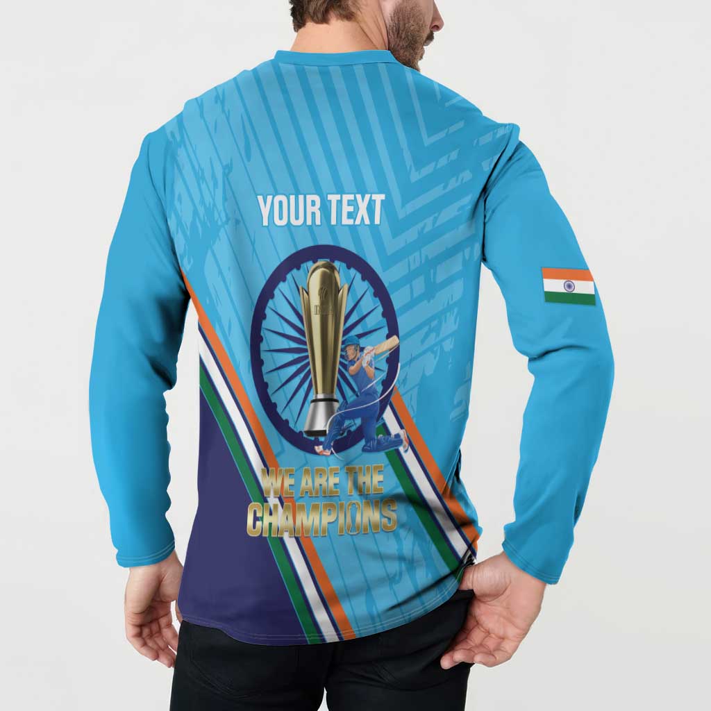 Personalised India Cricket Button Sweatshirt 2025 Men In Blue 3rd Champions Proud