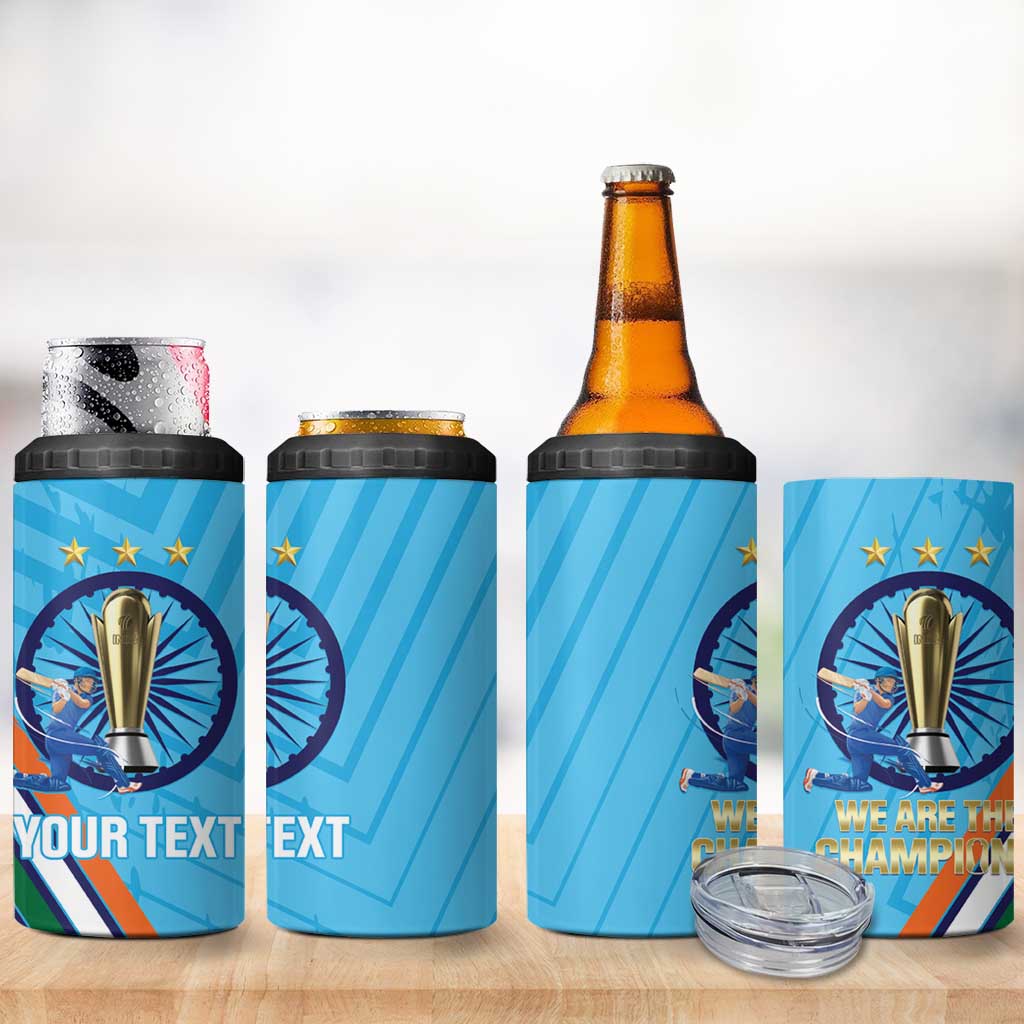 Personalised India Cricket 4 in 1 Can Cooler Tumbler 2025 Men In Blue 3rd Champions Proud