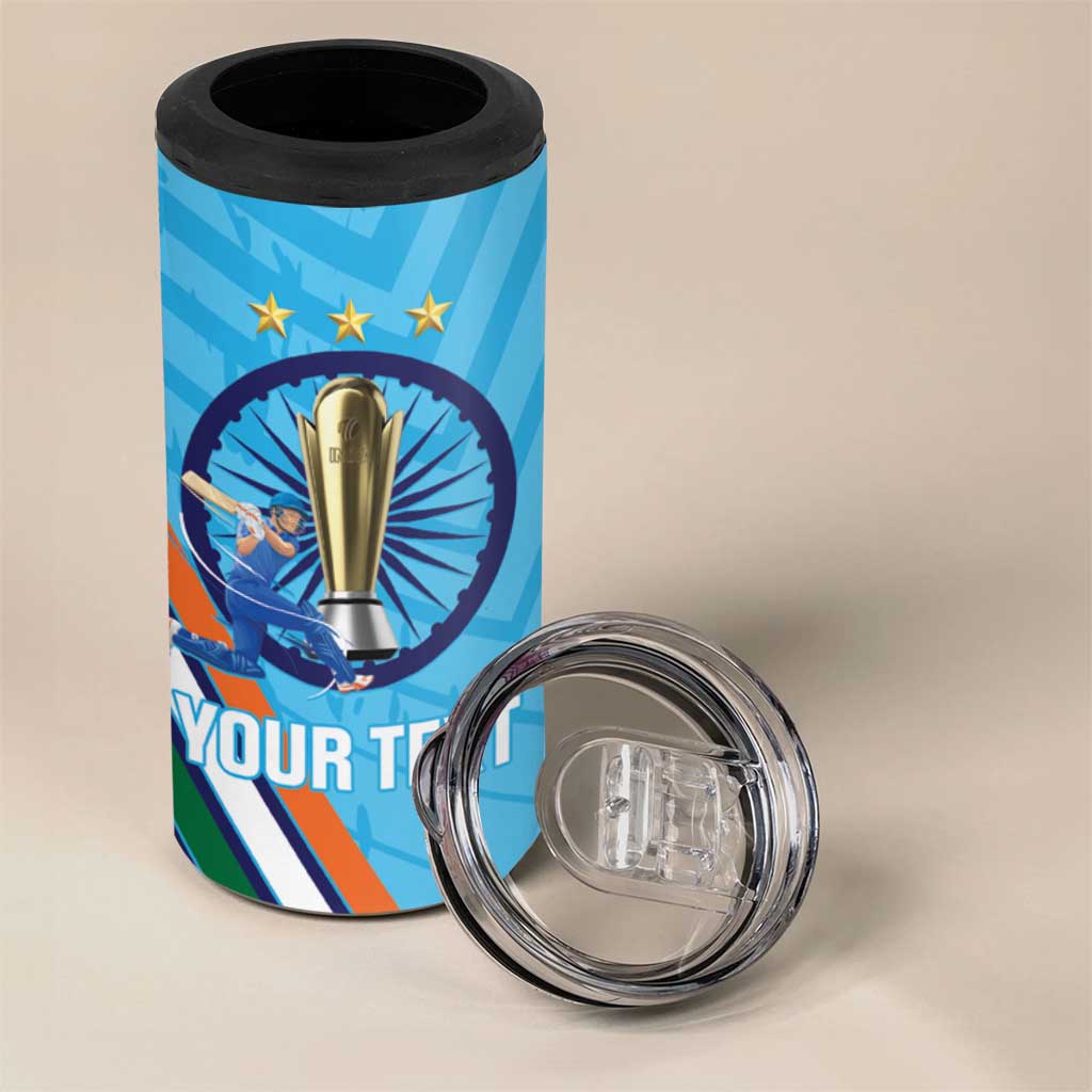 Personalised India Cricket 4 in 1 Can Cooler Tumbler 2025 Men In Blue 3rd Champions Proud