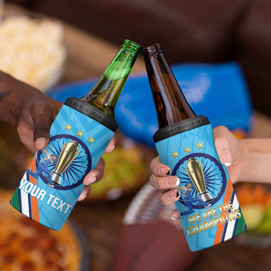 Personalised India Cricket 4 in 1 Can Cooler Tumbler 2025 Men In Blue 3rd Champions Proud