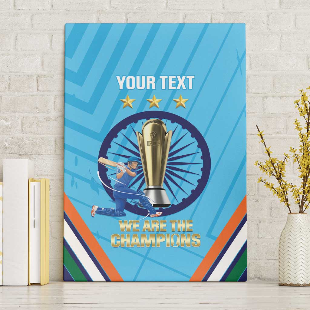 Personalised India Cricket Canvas Wall Art 2025 Men In Blue 3rd Champions Proud