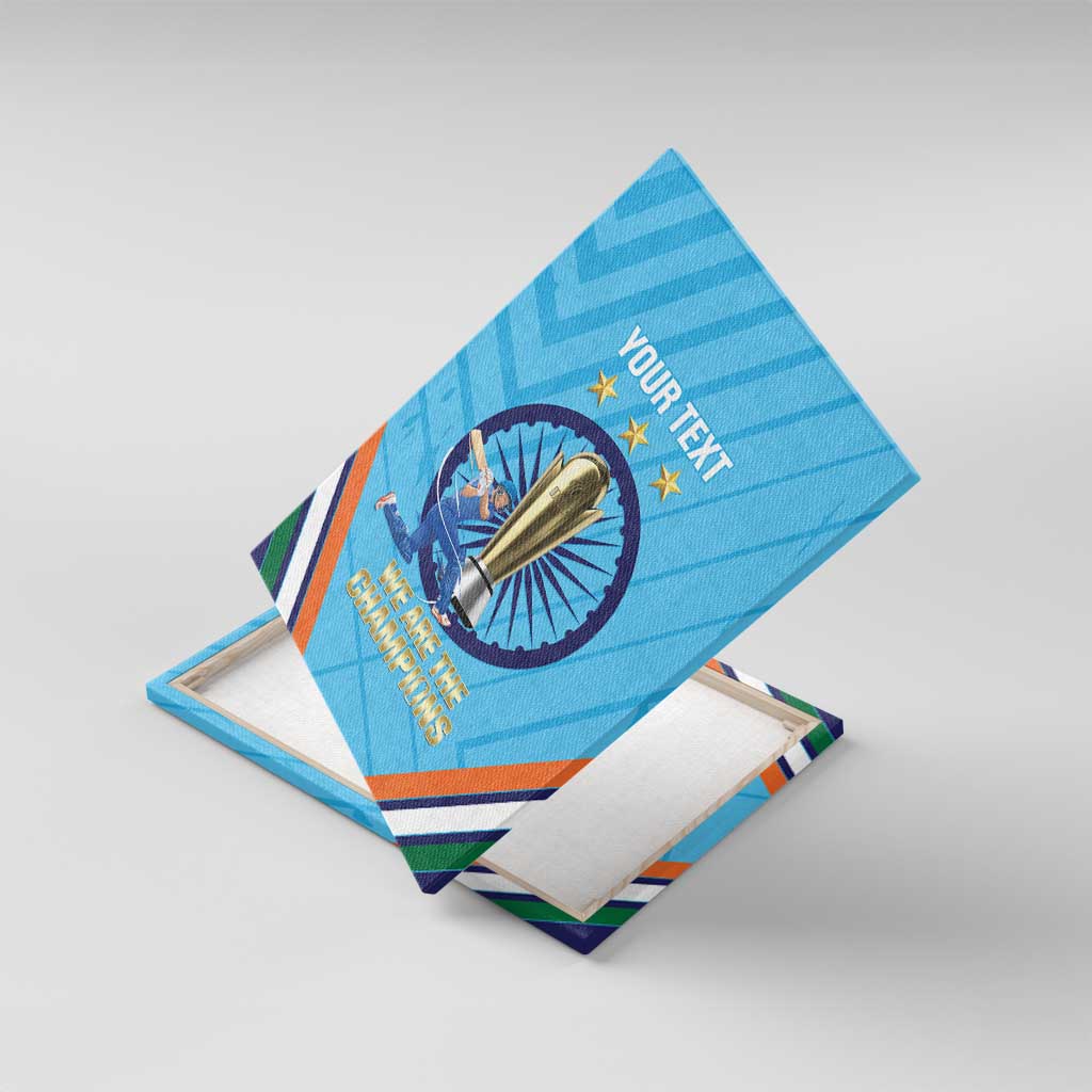 Personalised India Cricket Canvas Wall Art 2025 Men In Blue 3rd Champions Proud