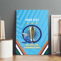 Personalised India Cricket Canvas Wall Art 2025 Men In Blue 3rd Champions Proud