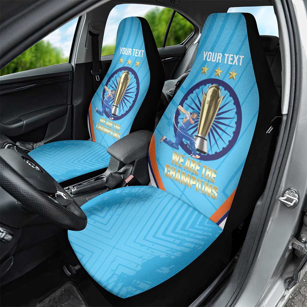 Personalised India Cricket Car Seat Cover 2025 Men In Blue 3rd Champions Proud
