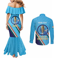 Personalised India Cricket Couples Matching Mermaid Dress and Long Sleeve Button Shirt 2025 Men In Blue 3rd Champions Proud