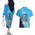 Personalised India Cricket Couples Matching Off The Shoulder Long Sleeve Dress and Hawaiian Shirt 2025 Men In Blue 3rd Champions Proud