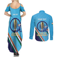 Personalised India Cricket Couples Matching Summer Maxi Dress and Long Sleeve Button Shirt 2025 Men In Blue 3rd Champions Proud