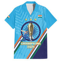 Personalised India Cricket Family Matching Long Sleeve Bodycon Dress and Hawaiian Shirt 2025 Men In Blue 3rd Champions Proud