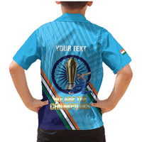 Personalised India Cricket Family Matching Mermaid Dress and Hawaiian Shirt 2025 Men In Blue 3rd Champions Proud