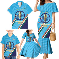 Personalised India Cricket Family Matching Mermaid Dress and Hawaiian Shirt 2025 Men In Blue 3rd Champions Proud