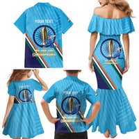 Personalised India Cricket Family Matching Mermaid Dress and Hawaiian Shirt 2025 Men In Blue 3rd Champions Proud