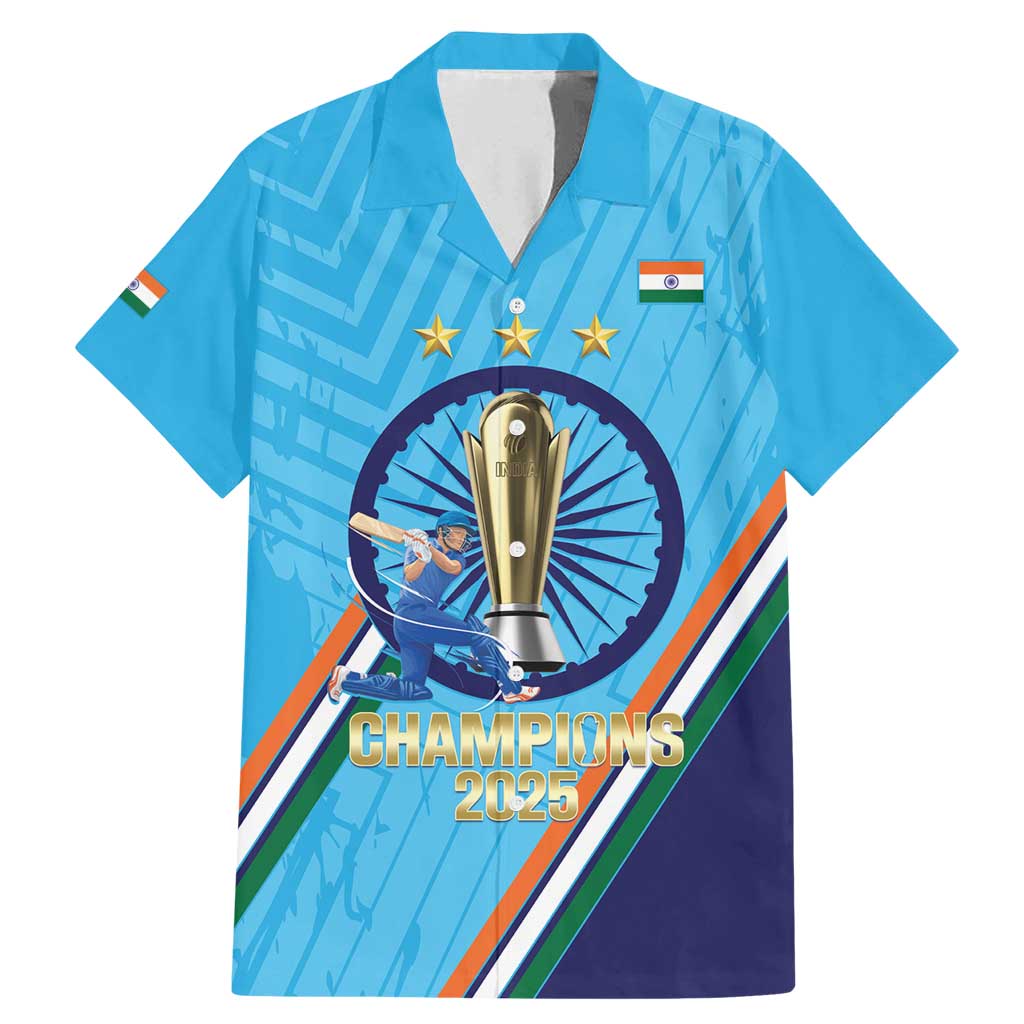 Personalised India Cricket Family Matching Mermaid Dress and Hawaiian Shirt 2025 Men In Blue 3rd Champions Proud
