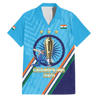 Personalised India Cricket Family Matching Mermaid Dress and Hawaiian Shirt 2025 Men In Blue 3rd Champions Proud