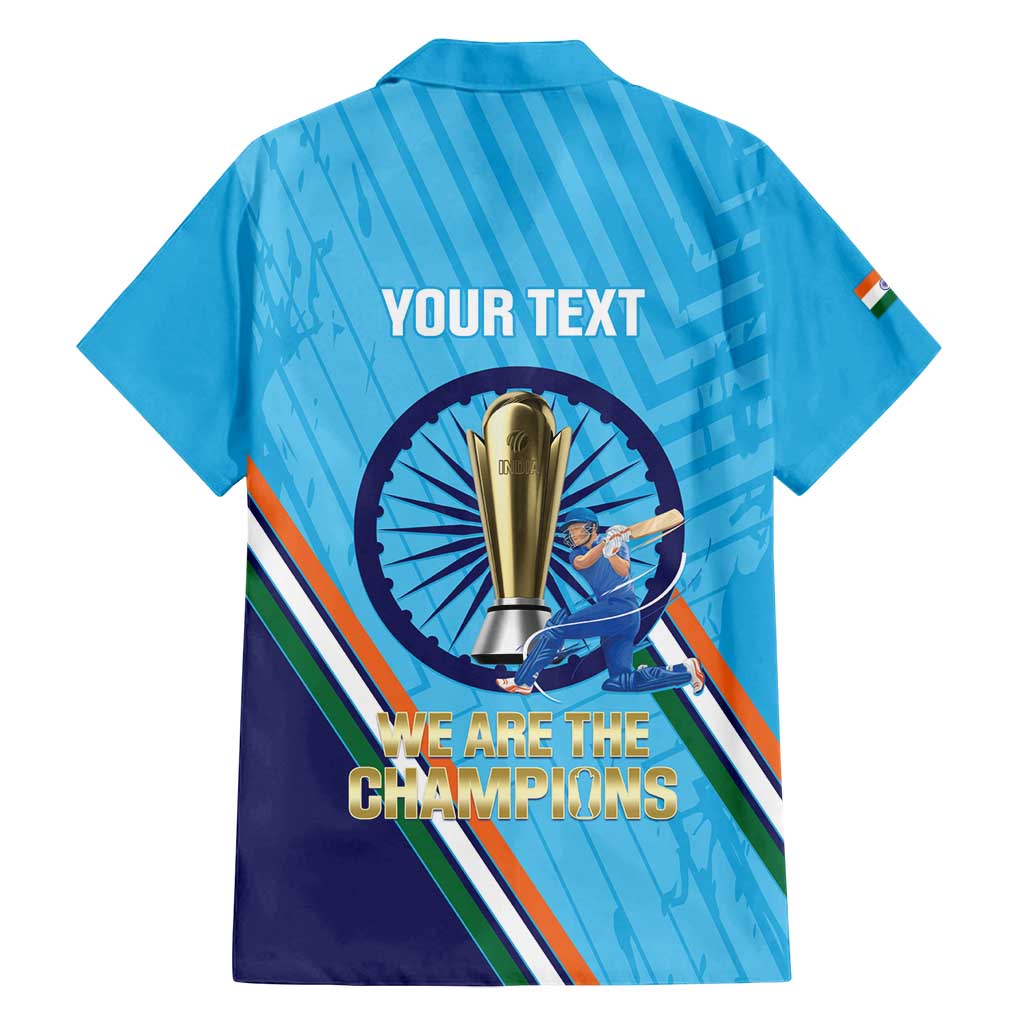 Personalised India Cricket Family Matching Off Shoulder Maxi Dress and Hawaiian Shirt 2025 Men In Blue 3rd Champions Proud
