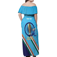 Personalised India Cricket Family Matching Off Shoulder Maxi Dress and Hawaiian Shirt 2025 Men In Blue 3rd Champions Proud