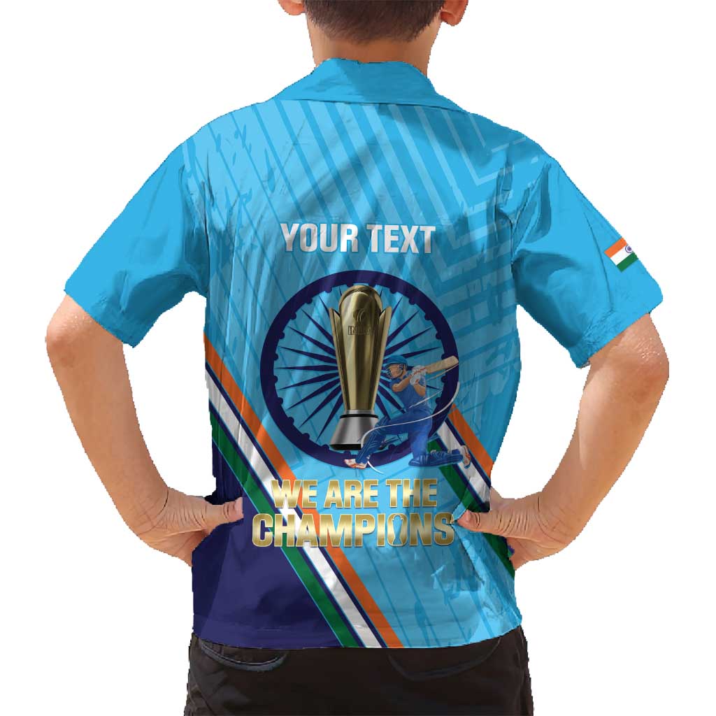 Personalised India Cricket Family Matching Puletasi and Hawaiian Shirt 2025 Men In Blue 3rd Champions Proud
