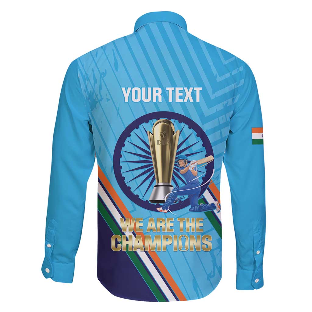 Personalised India Cricket Family Matching Short Sleeve Bodycon Dress and Hawaiian Shirt 2025 Men In Blue 3rd Champions Proud